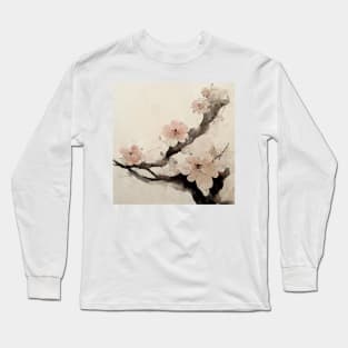 Traditional Japanese Sakura Canvas #2 Long Sleeve T-Shirt